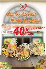 Lẩu cốc: Cốc + Mỳ + Rau + Nước lẩu tự chọn